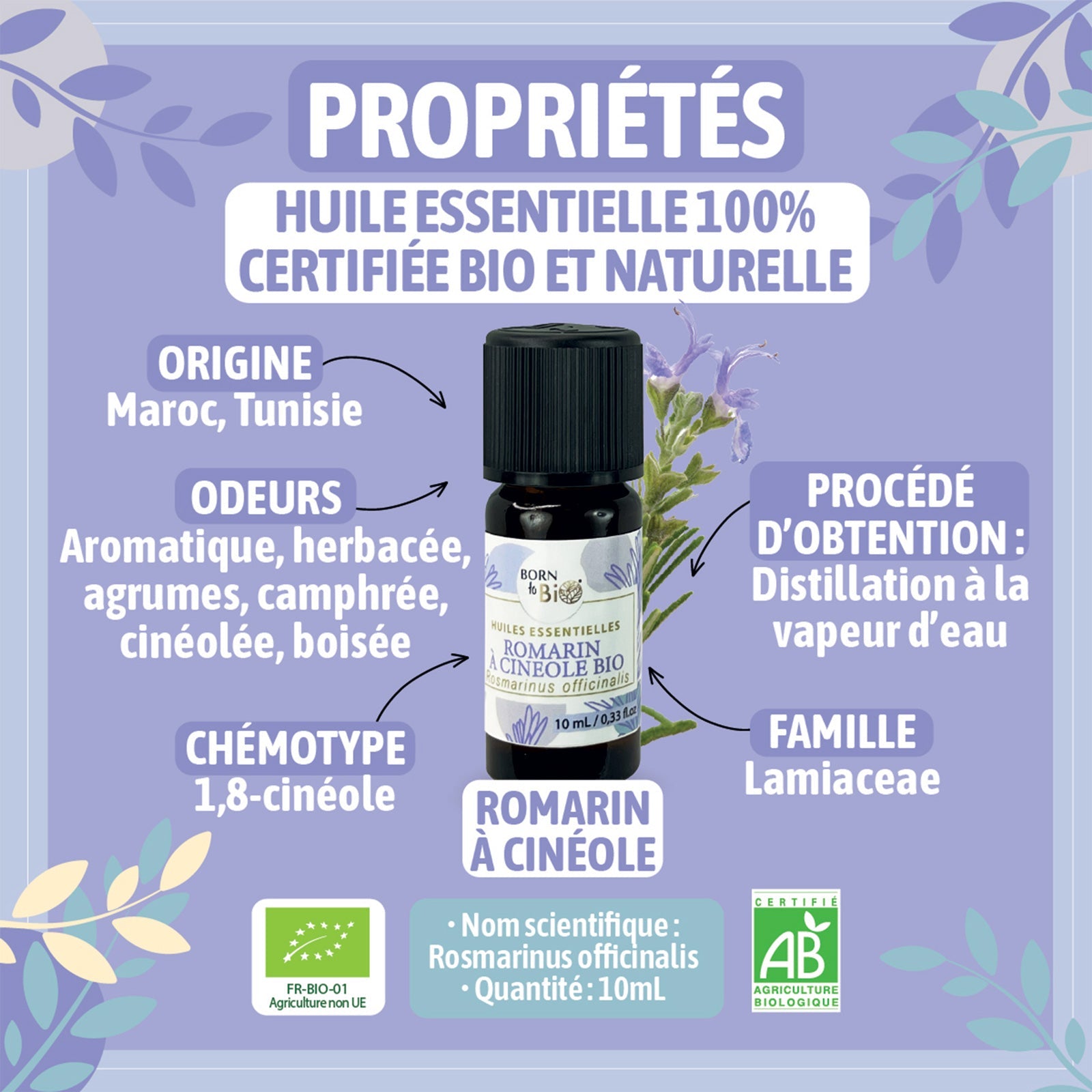 Huile essentielle Romarin à cinéole Certifiée Bio-1