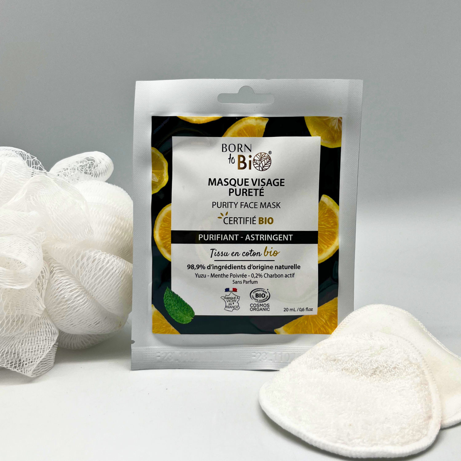 Masque visage Pureté en coton - Certifié Bio-3